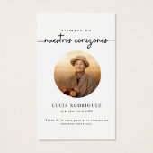 スペイン語の写真入り祈りのカード「Siempre en Nuestros Corazones」 (正面)