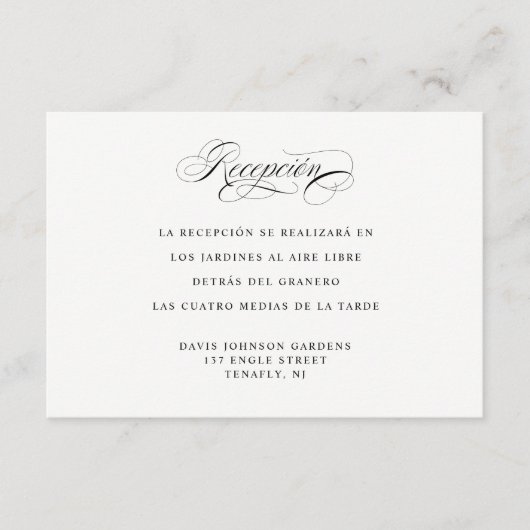 スペイン語の受付と案内文の封入 エンクロージャーカード (正面)