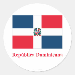 スペイン語の名前のドミニカ共和国の旗 ラウンドシール