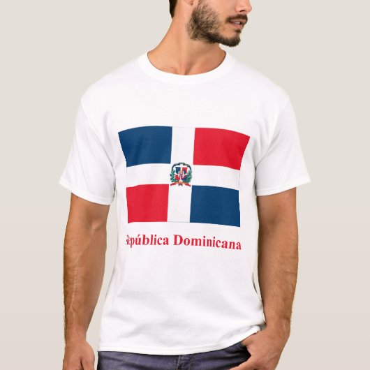 スペイン語の名前のドミニカ共和国の旗 Tシャツ (正面)