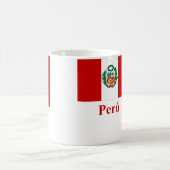 スペイン語の名前のペルーの旗 コーヒーマグカップ (中央)