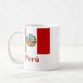 スペイン語の名前のペルーの旗 コーヒーマグカップ (左)