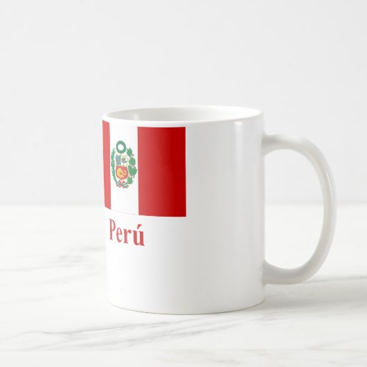スペイン語の名前のペルーの旗 コーヒーマグカップ (右)