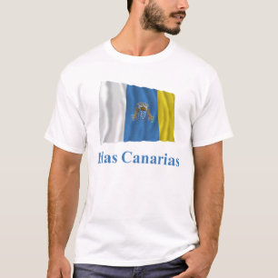 スペイン語の名前の旗を振るカナリア諸島 Tシャツ