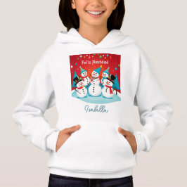 スペイン語の名前入りクリスマスTシャツ Feliz Navidad Snowman