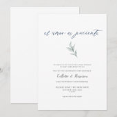 スペイン語の愛は忍耐強い 結婚日程変更のお知らせ 招待状 (正面/裏面)