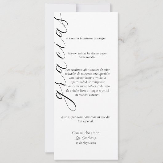 スペイン語の感謝カード 招待状 (正面)