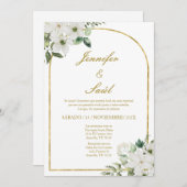 スペイン語の白い花の結婚式招待状 招待状 (正面/裏面)