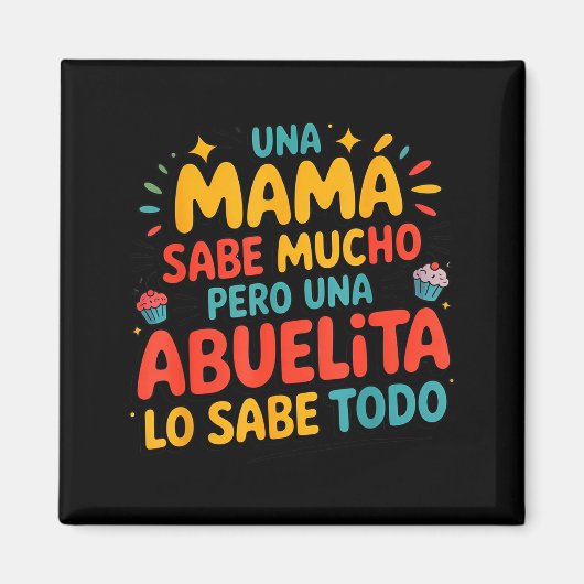 スペイン語の祖母 おばあちゃんはなんでも知ってる母の日 マグネット (正面)