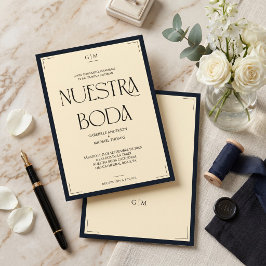 スペイン語の私たちの結婚式 アールデコ エレガントな結婚式 招待状