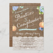 スペイン語の秋の洗礼と誕生日 招待状 (正面/裏面)