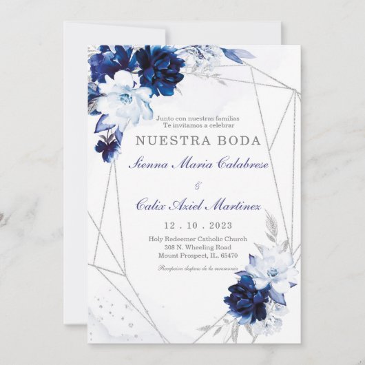 スペイン語の結婚式招待状 招待状 (正面)