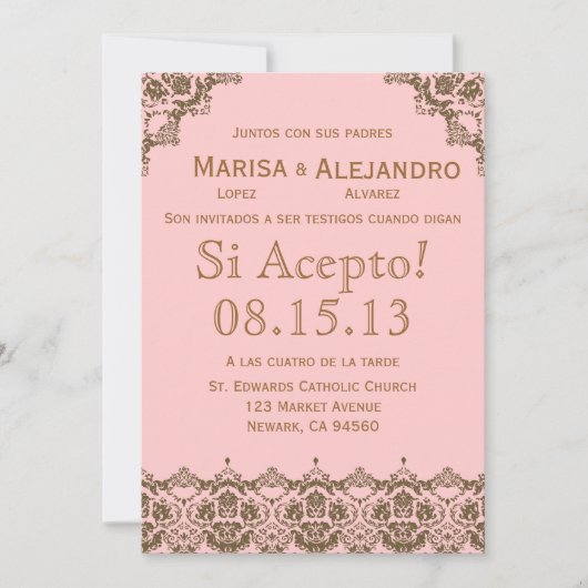 スペイン語の結婚式招待状 / Wedding Invitation 招待状 (正面)