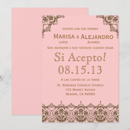 スペイン語の結婚式招待状 / Wedding Invitation 招待状 (正面/裏面)