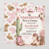 スペイン語の赤ちゃんお披露目会:Un+Vaquerito+Viene+en+Camino 招待状 (正面/裏面)