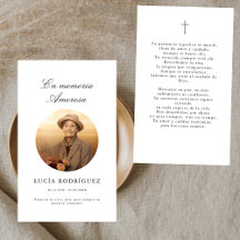 スペイン語の追悼祈祷写真カード "En Memoria"