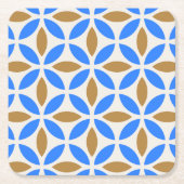 スペイン語は青および茶色の花びらのスタイルを作ります スクエアペーパーコースター (正面)