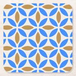 スペイン語は青および茶色の花びらのスタイルを作ります スクエアペーパーコースター