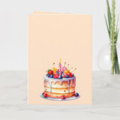 スペイン語オレンジ色ピンク色ラージケーキバルーン誕生日 カード (裏面)