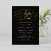 スペイン語カリグラフィー 私たちの結婚式 ウェディング 箔招待状 (立ち正面)