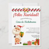 スペイン語サンタのクリスマスパーティー 招待状 (正面)