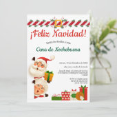 スペイン語サンタのクリスマスパーティー 招待状 (スタンド正面)