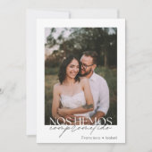 スペイン語ミニマルフォト ブラック&ホワイト 結婚式前祝賀会 招待状 (正面)