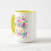 スペイン語教師のための学期末Tシャツ 赤 マグカップ (正面左)