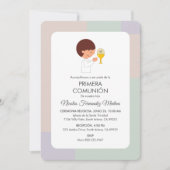 スペイン語 かわいい少年 ファーストコミュニオン 招待状 (正面)