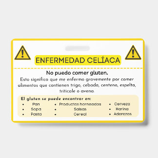スペイン語 セリアック病 グルテン アレルギー 警告カード バッジ