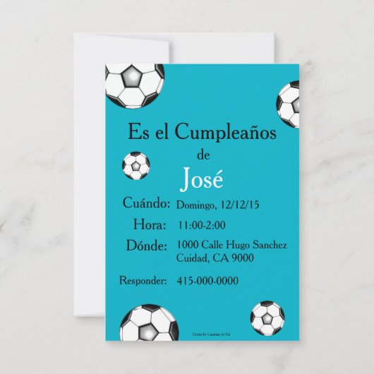 スペイン語: フェスタde cumpleanoss - Invitación 招待状 (裏面)