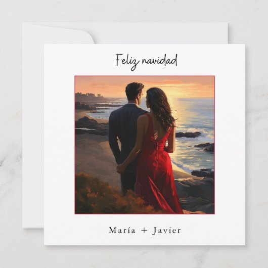 スペイン語 フェリス ナビダー エレガント カリグラフィー フォト シーズンカード (正面)