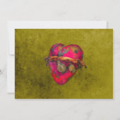 スペイン語、ヴィンテージ赤いハートメキシ結婚コの招待 招待状 (裏面)