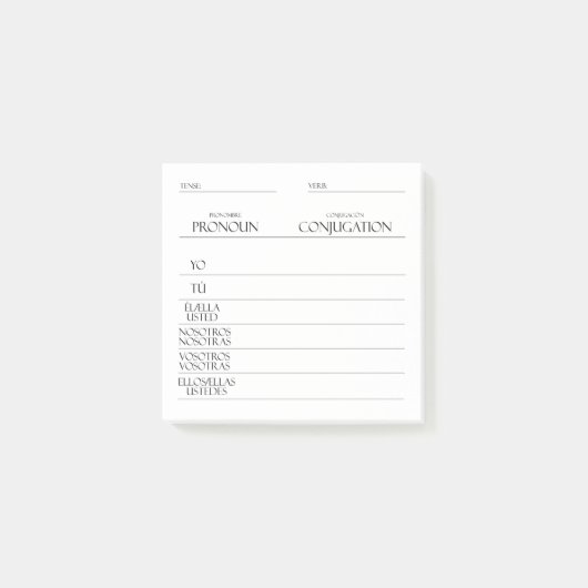スペイン語 |動詞の活用方法 ポストイット (正面)