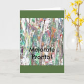 スペイン語、挨拶、メッセージカード。"Pronto Mejorate!。" カード (黄色い花)