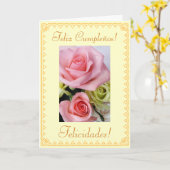 スペイン語: 誕生日Feliz Cumpleanos カード (黄色い花)