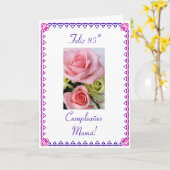 スペイン語: 85匹のanos/誕生日のバラ カード (黄色い花)