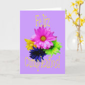 スペイン語: Cumpleanos! マルガリータのネオン(誕生日) カード (黄色い花)