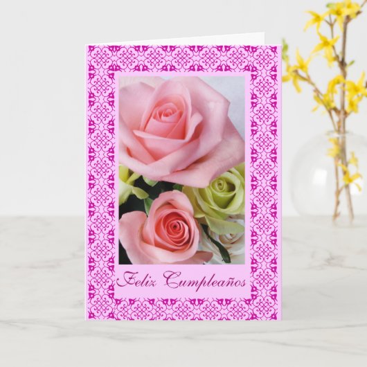 スペイン語: Feliz Cumpleanos カード (黄色い花)