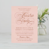 スペイン語 Nuestra Boda ローズゴールド 箔招待状 (立ち正面)