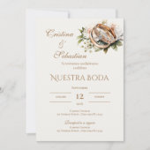 スペイン風のボヘミアンスタイルの結婚指輪 招待状 (正面)