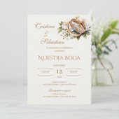 スペイン風のボヘミアンスタイルの結婚指輪 招待状 (スタンド正面)