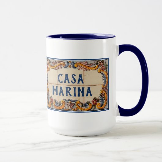 スペイン風の家のサイン(テキスト入力可能) マグカップ (右)