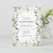 スペイン風の白い花の結婚式招待状 招待状 (スタンド正面)