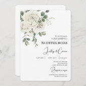 スペイン風の白い花の結婚式招待状 招待状 (正面/裏面)