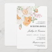 スペイン風の白い花の結婚式招待状 招待状 (正面/裏面)