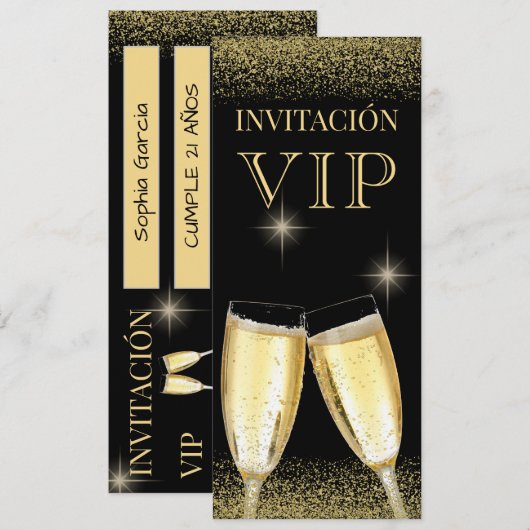 スペイン風ゴージャスVIPバースデーパーティー 招待状 (正面/裏面)