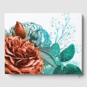 スペイン風ターコイズ&リビングコーラル フローラル ウェディング ゲストブック (裏面)