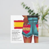 スペイン風デニムガール卒業パーティー招待状 招待状 (スタンド正面)
