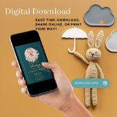 スペイン風バウティスモ フォト グリーン エレガント ゴールド 招待状